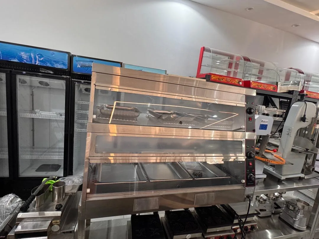 Two-tier stainless steel heated food display